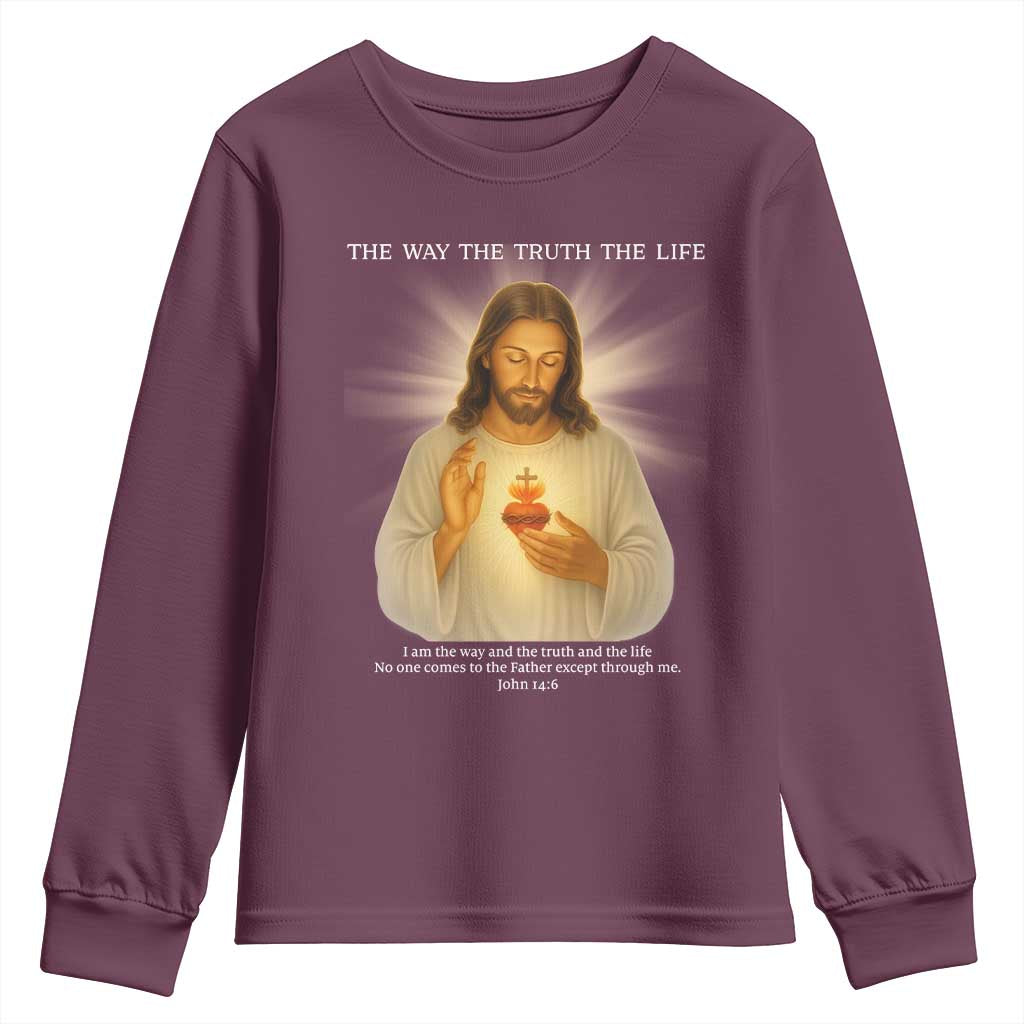 Jesus Christian Christmas Youth Sweatshirt Cross Bible Verse Inspirational TS14 Maroon Print Your Wear
