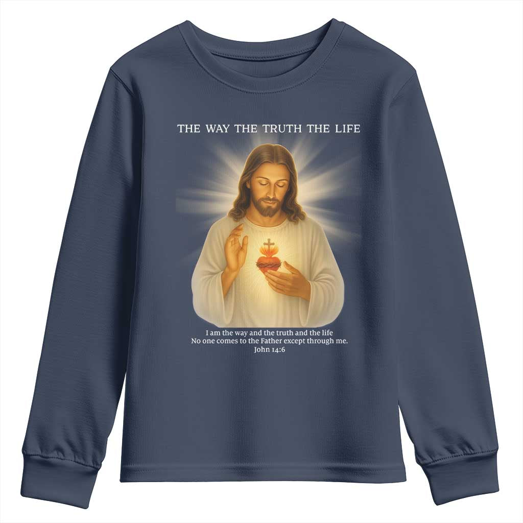 Jesus Christian Christmas Youth Sweatshirt Cross Bible Verse Inspirational TS14 Navy Print Your Wear