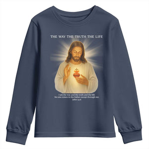 Jesus Christian Christmas Youth Sweatshirt Cross Bible Verse Inspirational TS14 Navy Print Your Wear