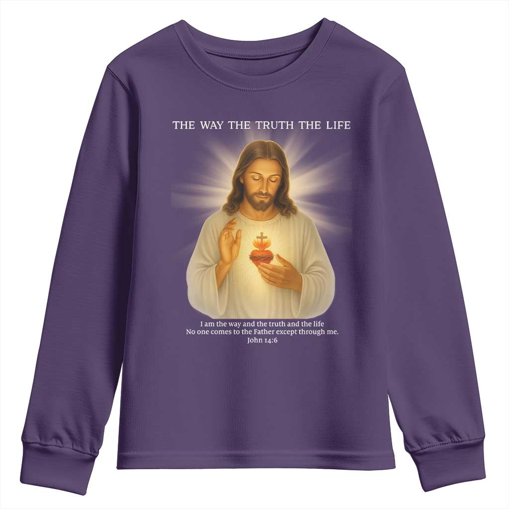 Jesus Christian Christmas Youth Sweatshirt Cross Bible Verse Inspirational TS14 Purple Print Your Wear