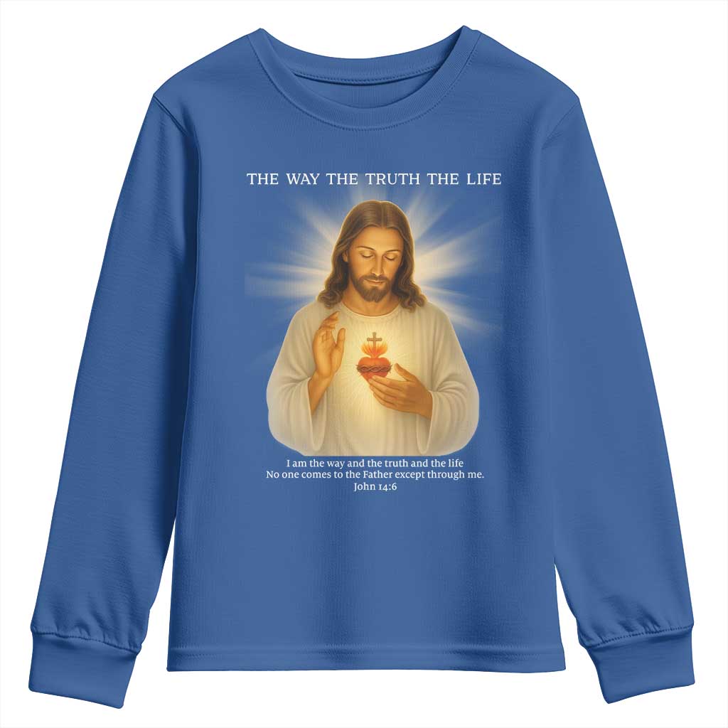 Jesus Christian Christmas Youth Sweatshirt Cross Bible Verse Inspirational TS14 Royal Blue Print Your Wear