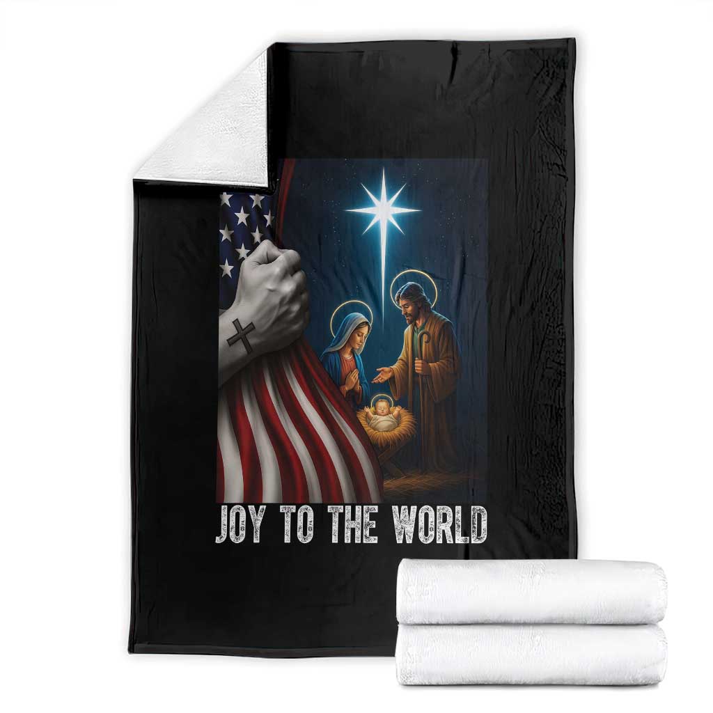 Jesus Christian Throw Blanket American Flag Joy To The World Christmas TS14 Black Print Your Wear