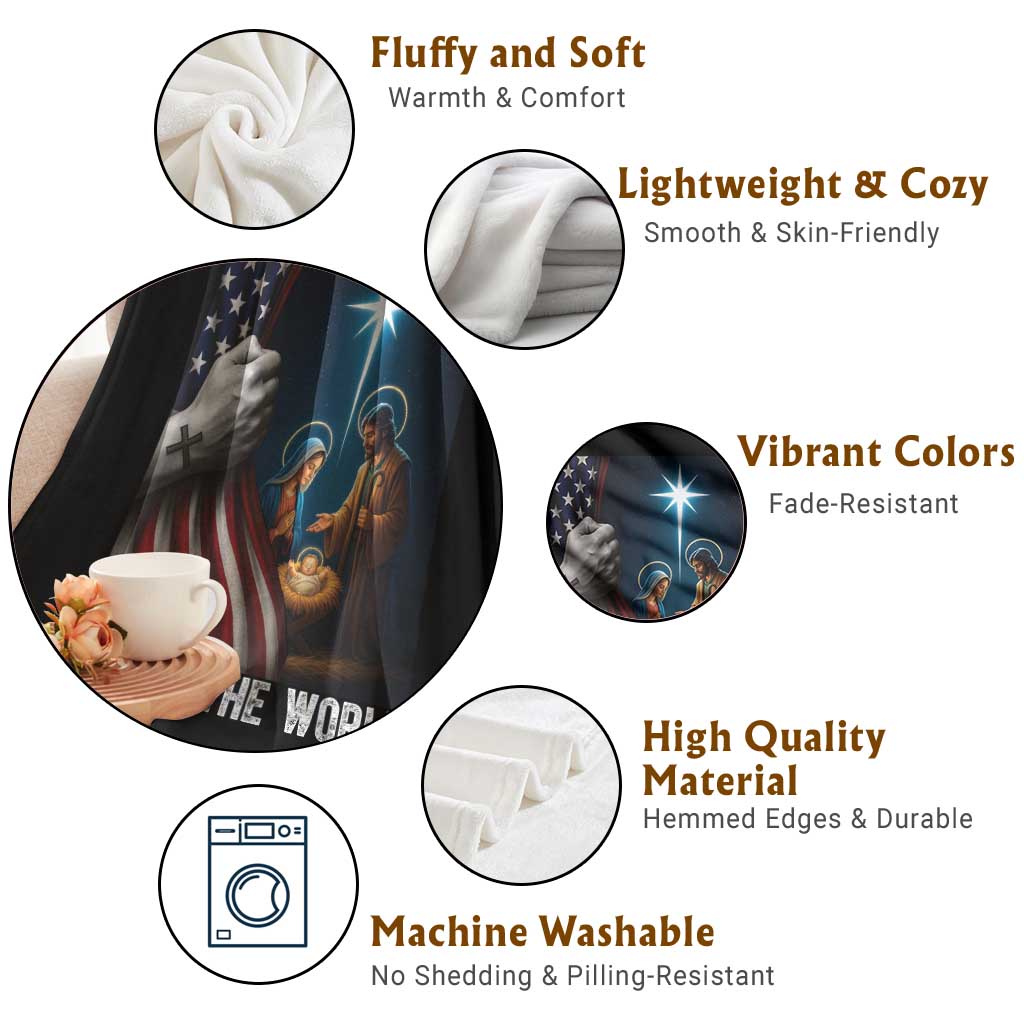 Jesus Christian Throw Blanket American Flag Joy To The World Christmas TS14 Print Your Wear