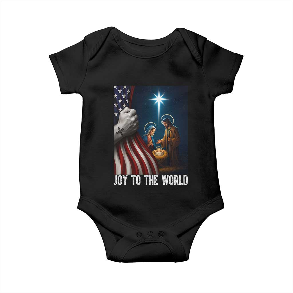 Jesus Christian Baby Onesie American Flag Joy To The World Christmas TS14 Black Print Your Wear