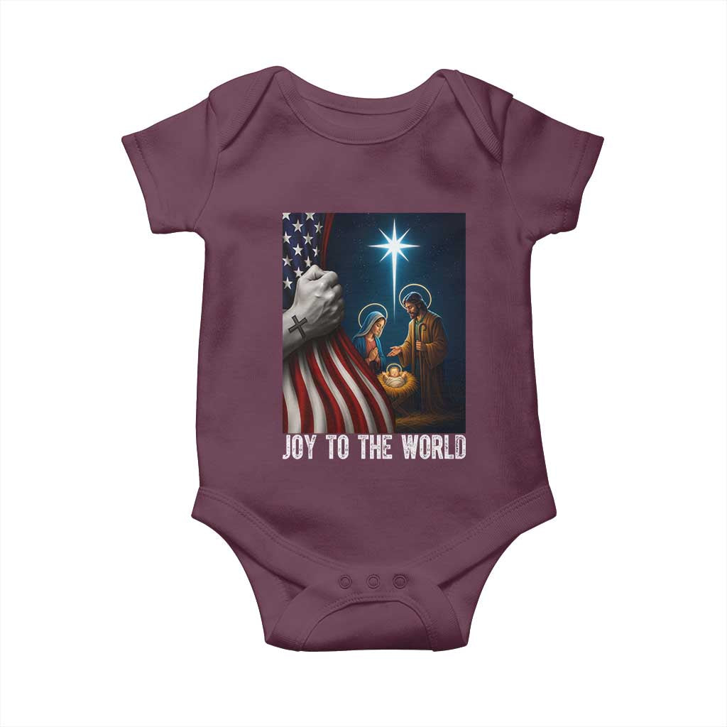 Jesus Christian Baby Onesie American Flag Joy To The World Christmas TS14 Maroon Print Your Wear