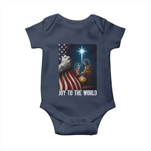Jesus Christian Baby Onesie American Flag Joy To The World Christmas TS14 Navy Print Your Wear