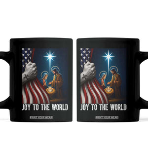 Jesus Christian Coffee Mug American Flag Joy To The World Christmas TS14 Black Print Your Wear