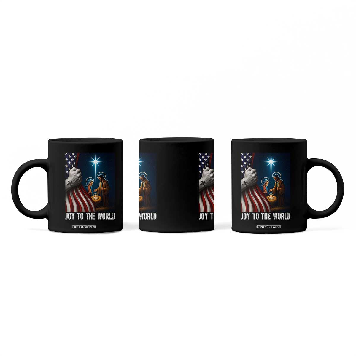 Jesus Christian Coffee Mug American Flag Joy To The World Christmas TS14 Print Your Wear