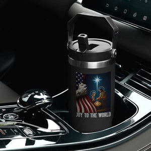 Jesus Christian Flip Straw Tumbler American Flag Joy To The World Christmas TS14 Print Your Wear