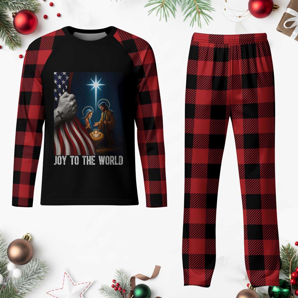 Jesus Christian Plaid Pajama Set American Flag Joy To The World Christmas TS14 Buffalo Plaid Print Your Wear