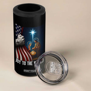 Jesus Christian 4 in 1 Can Cooler Tumbler American Flag Joy To The World Christmas TS14 Print Your Wear