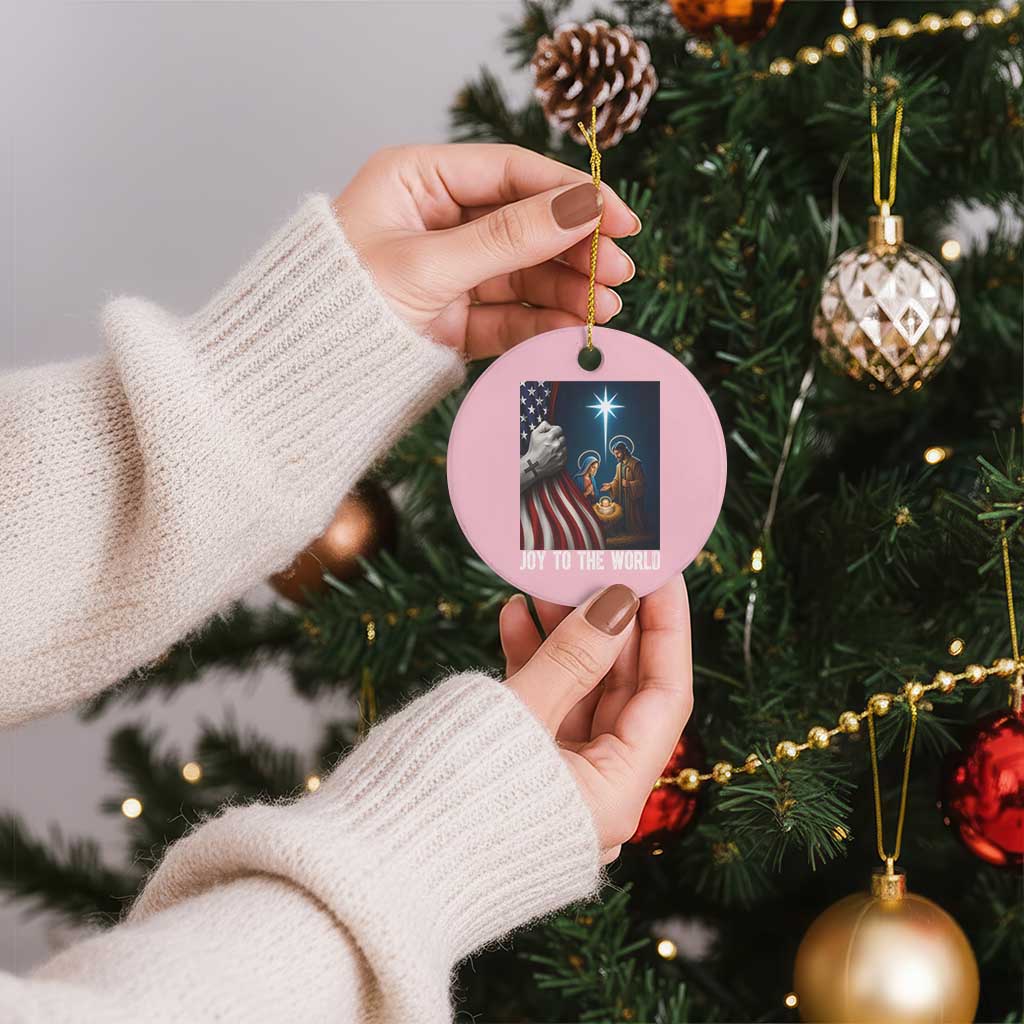 Jesus Christian Ceramic Ornament American Flag Joy To The World Xmas TS14 1pc Light Pink Print Your Wear