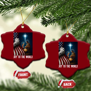 Jesus Christian Ceramic Ornament American Flag Joy To The World Xmas TS14 Print Your Wear