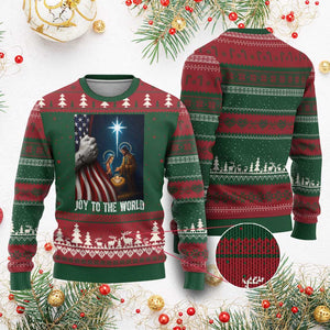 Jesus Christian Ugly Christmas Sweater American Flag Joy To The World Xmas TS14 Red Green Print Your Wear