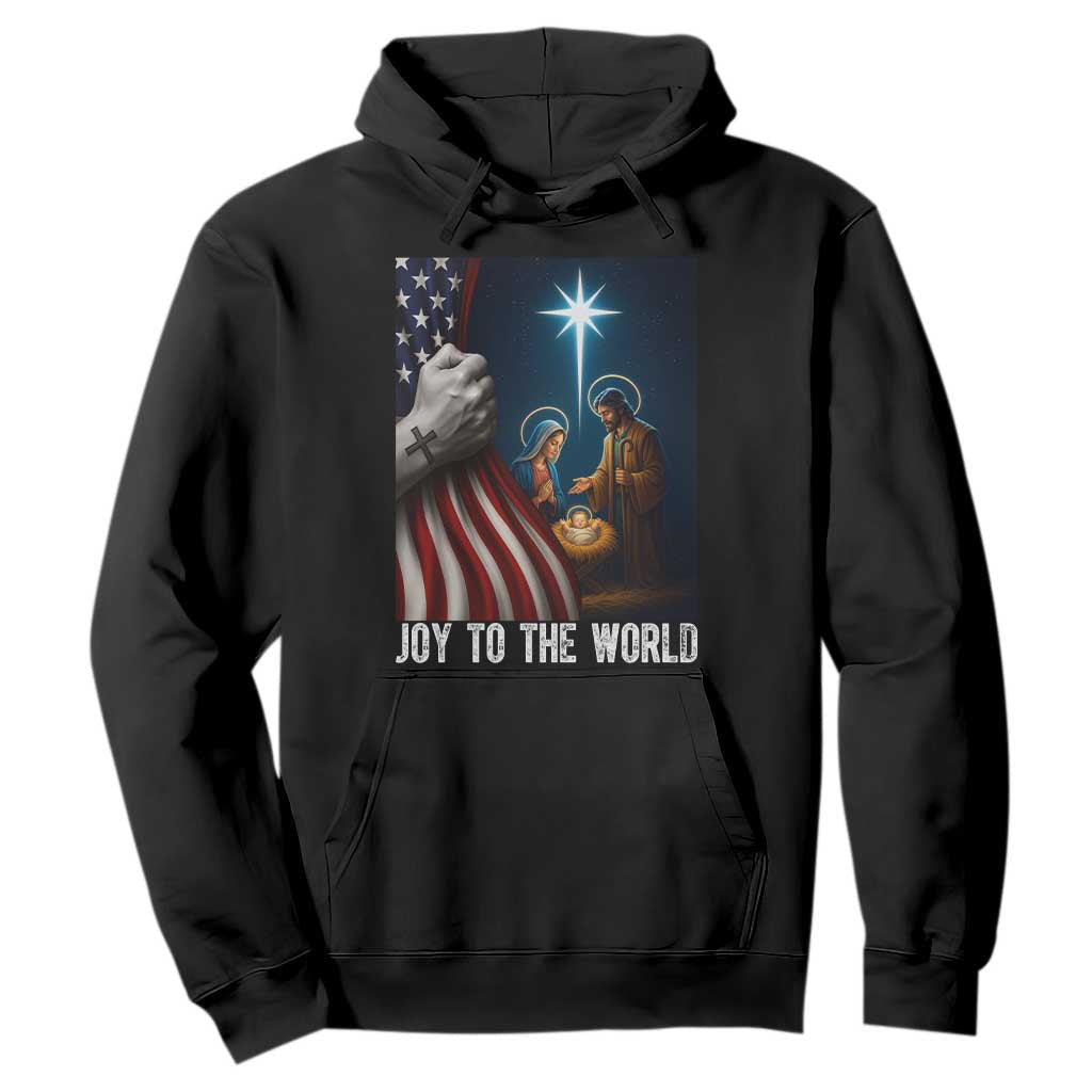 Jesus Christian Hoodie American Flag Joy To The World Christmas TS14 Black Print Your Wear