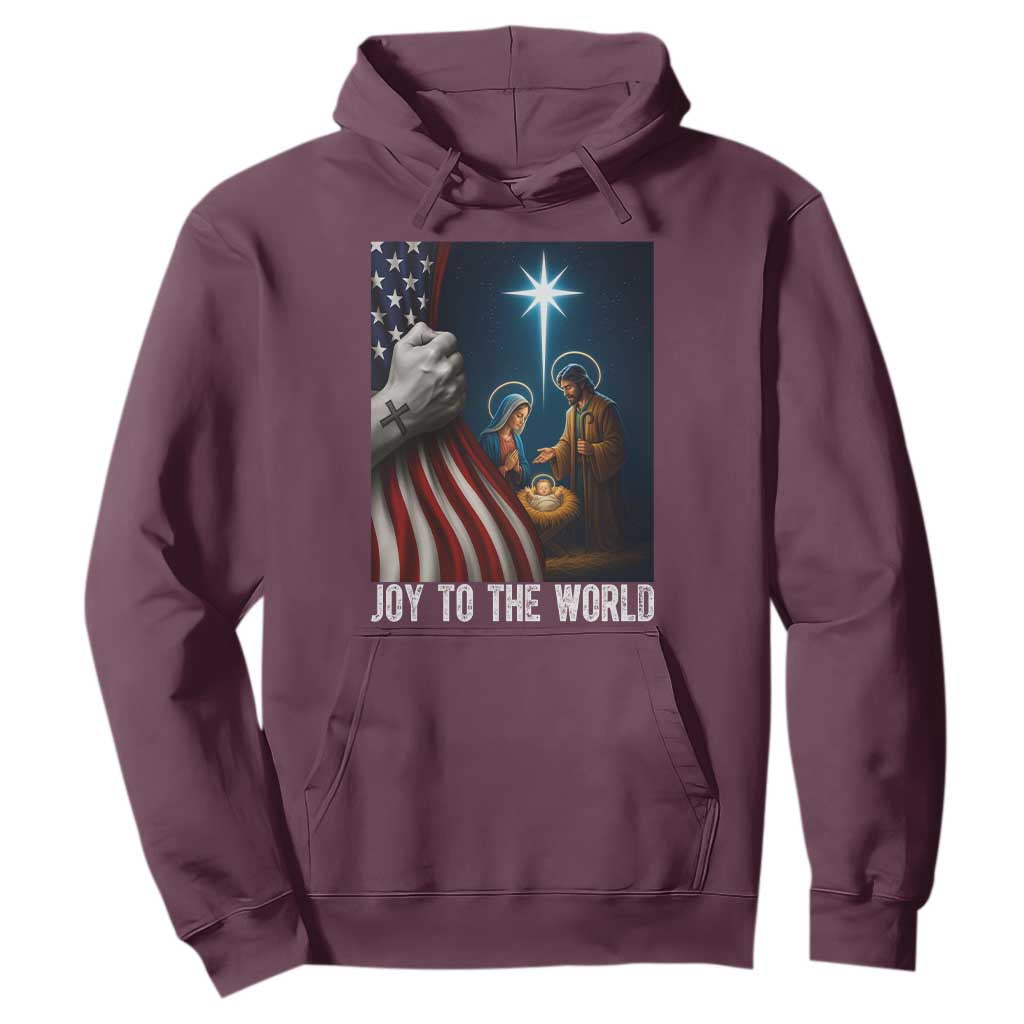Jesus Christian Hoodie American Flag Joy To The World Christmas TS14 Maroon Print Your Wear