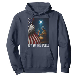 Jesus Christian Hoodie American Flag Joy To The World Christmas TS14 Navy Print Your Wear