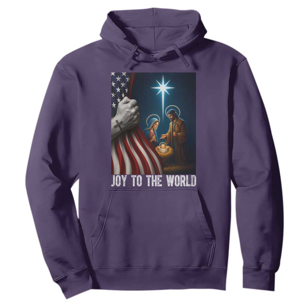 Jesus Christian Hoodie American Flag Joy To The World Christmas TS14 Purple Print Your Wear
