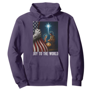 Jesus Christian Hoodie American Flag Joy To The World Christmas TS14 Purple Print Your Wear