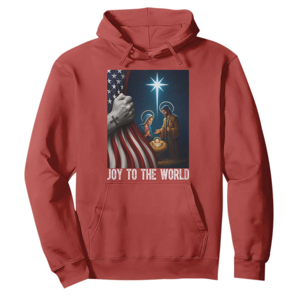 Jesus Christian Hoodie American Flag Joy To The World Christmas TS14 Red Print Your Wear