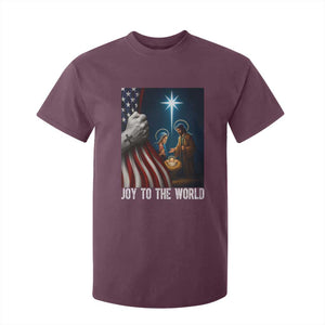 Jesus Christian T Shirt For Kid American Flag Joy To The World Christmas TS14 Maroon Print Your Wear