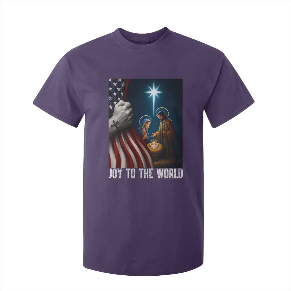 Jesus Christian T Shirt For Kid American Flag Joy To The World Christmas TS14 Purple Print Your Wear