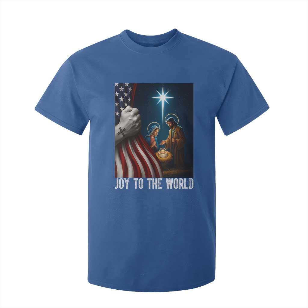 Jesus Christian T Shirt For Kid American Flag Joy To The World Christmas TS14 Royal Blue Print Your Wear