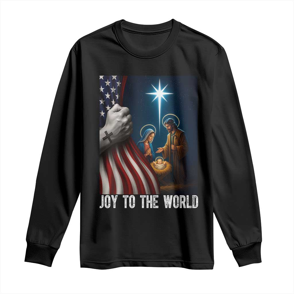 Jesus Christian Long Sleeve Shirt American Flag Joy To The World Christmas TS14 Black Print Your Wear