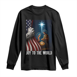 Jesus Christian Long Sleeve Shirt American Flag Joy To The World Christmas TS14 Black Print Your Wear