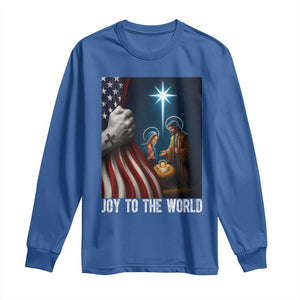 Jesus Christian Long Sleeve Shirt American Flag Joy To The World Christmas TS14 Royal Blue Print Your Wear