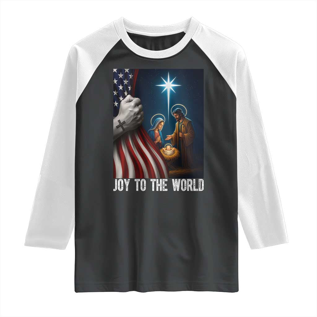 Jesus Christian Raglan Shirt American Flag Joy To The World Christmas TS14 Black White Print Your Wear