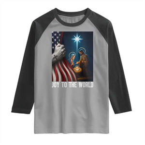Jesus Christian Raglan Shirt American Flag Joy To The World Christmas TS14 Sport Gray Black Print Your Wear