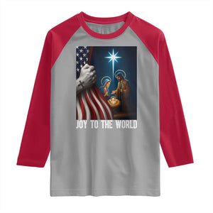 Jesus Christian Raglan Shirt American Flag Joy To The World Christmas TS14 Sport Gray Red Print Your Wear