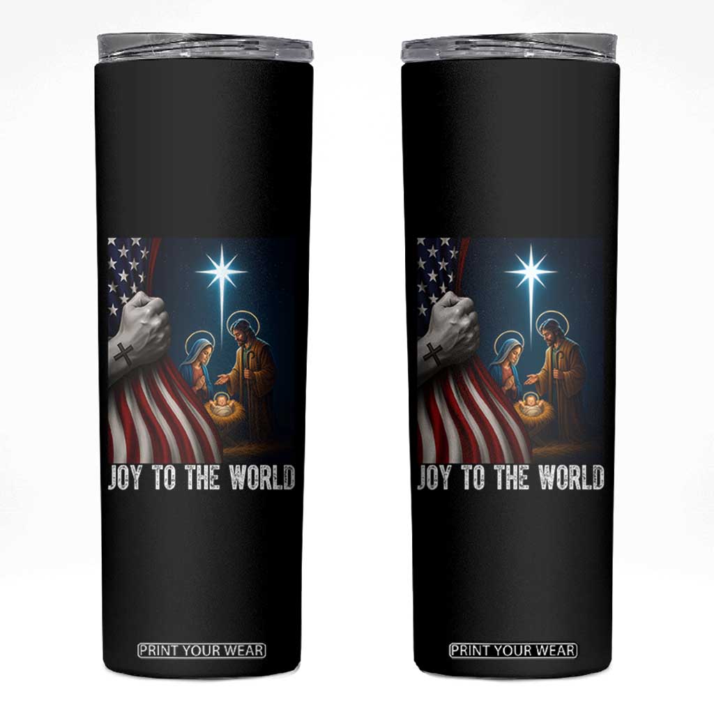 Jesus Christian Skinny Tumbler American Flag Joy To The World Christmas TS14 Black Print Your Wear