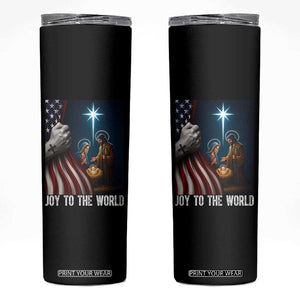 Jesus Christian Skinny Tumbler American Flag Joy To The World Christmas TS14 Black Print Your Wear