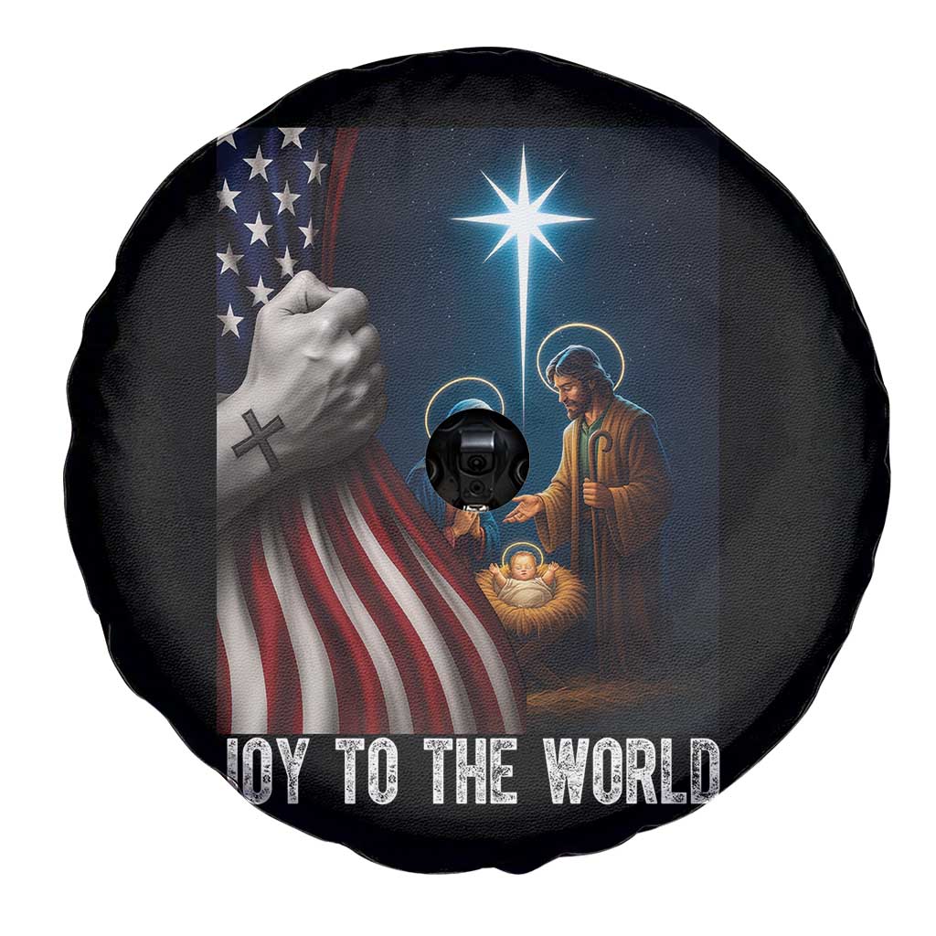 Jesus Christian Spare Tire Cover American Flag Joy To The World Christmas TS14 Print Your Wear