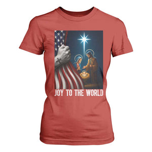 Jesus Christian T Shirt For Women American Flag Joy To The World Christmas TS14 Red Print Your Wear
