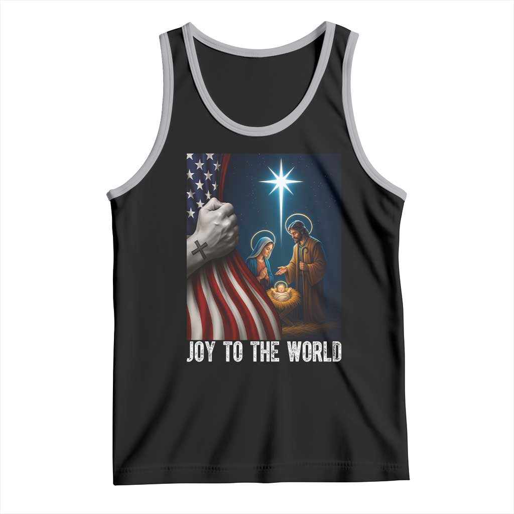 Jesus Christian Tank Top American Flag Joy To The World Christmas TS14 Black Athletic Heather Print Your Wear