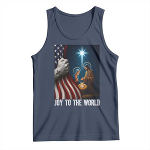 Jesus Christian Tank Top American Flag Joy To The World Christmas TS14 Navy Print Your Wear