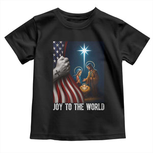 Jesus Christian Toddler T Shirt American Flag Joy To The World Christmas TS14 Black Print Your Wear