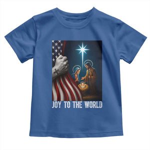 Jesus Christian Toddler T Shirt American Flag Joy To The World Christmas TS14 Royal Blue Print Your Wear