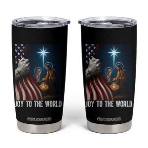 Jesus Christian Tumbler Cup American Flag Joy To The World Christmas TS14 Black Print Your Wear