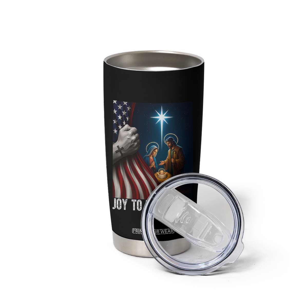 Jesus Christian Tumbler Cup American Flag Joy To The World Christmas TS14 Print Your Wear
