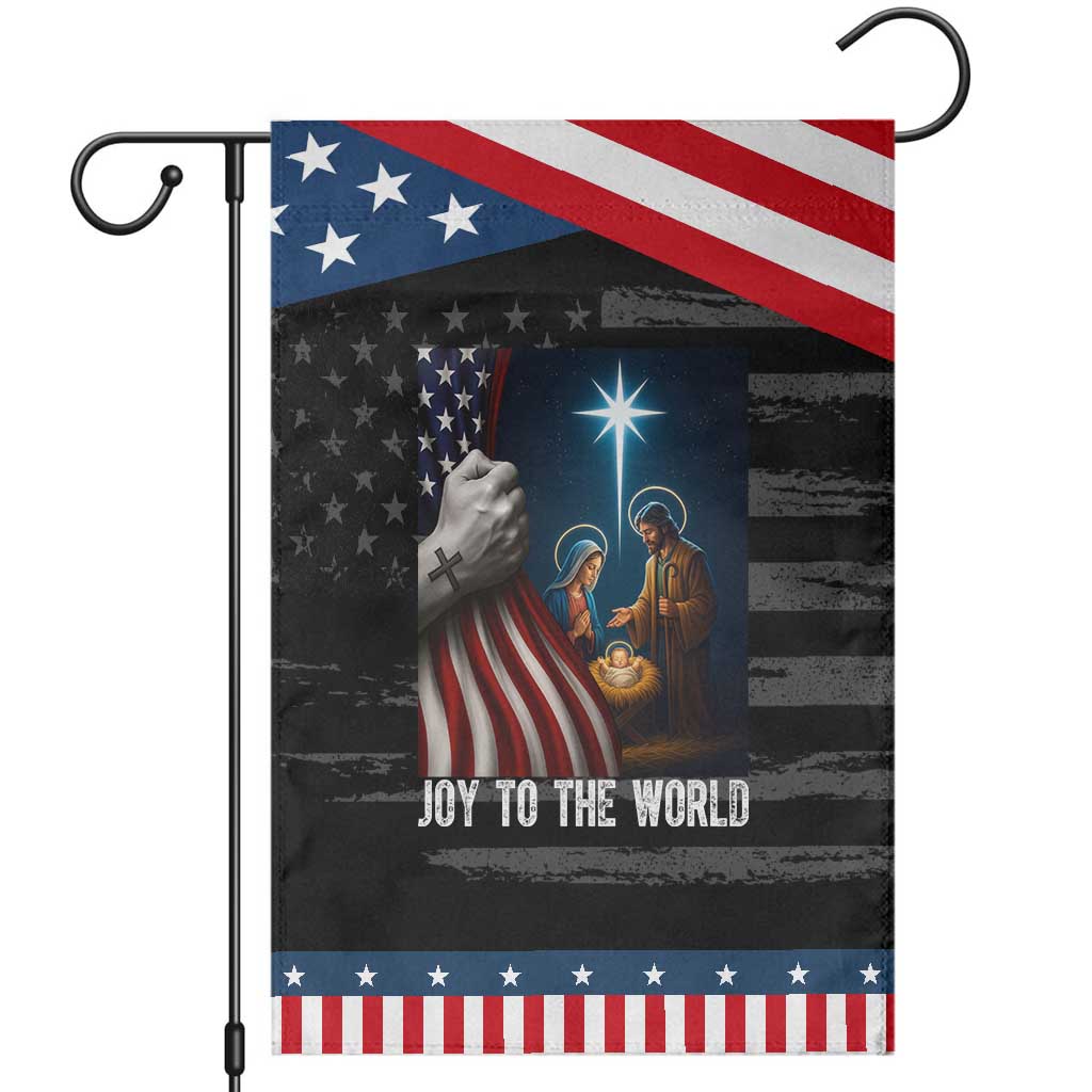 Jesus Christian Garden Flag American Flag Joy To The World Christmas TS14 Distressed Black Blue Print Your Wear