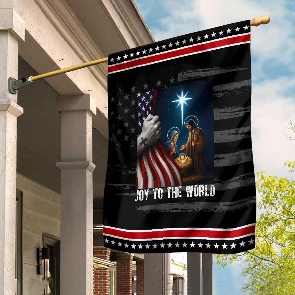 Jesus Christian Garden Flag American Flag Joy To The World Christmas TS14 Distressed Black Red Print Your Wear