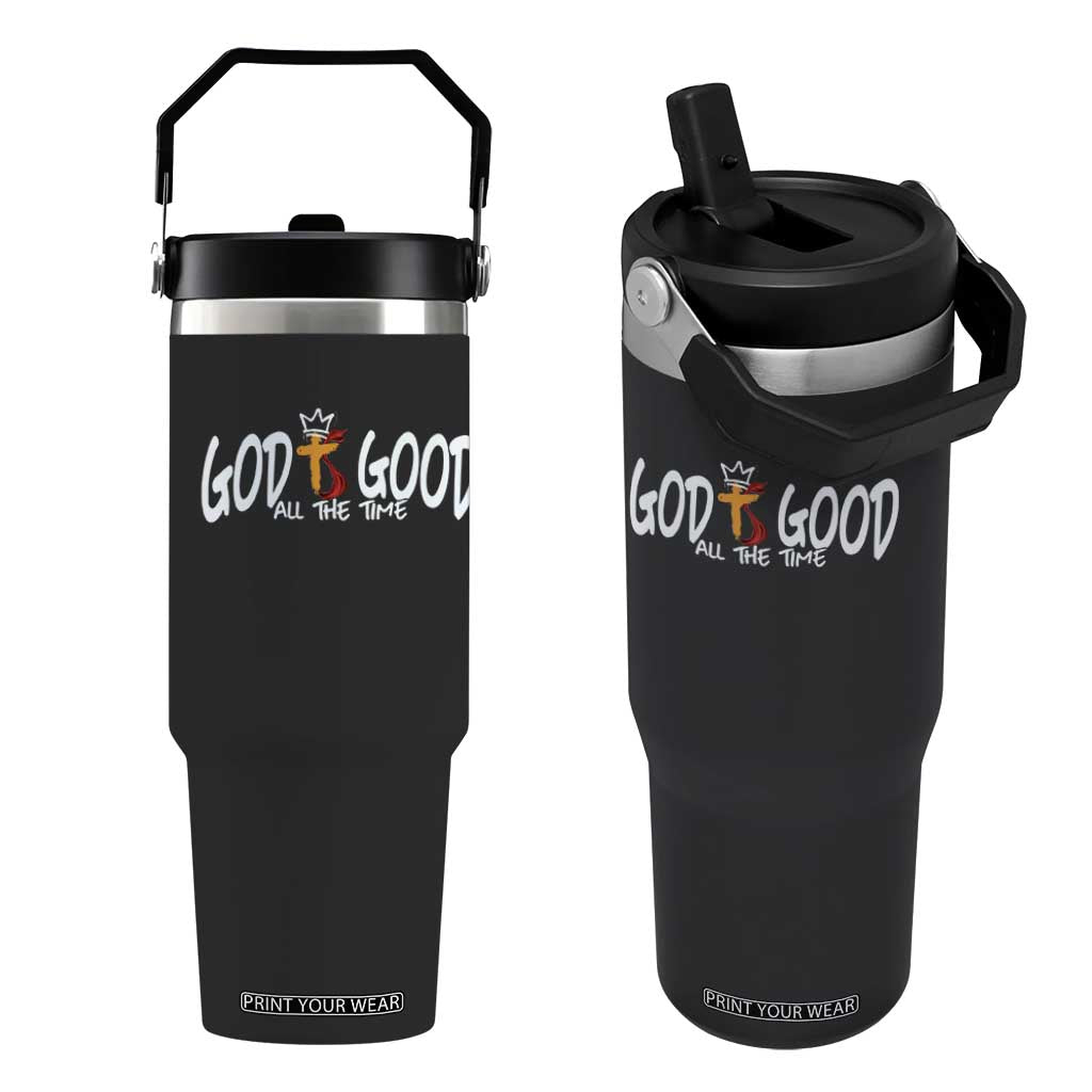Jesus Christian Flip Straw Tumbler God Is Good All The Time TS14 One Size: 30 oz Black Print Your Wear