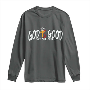 Jesus Christian Long Sleeve Shirt God Is Good All The Time TS14 Dark Heather Print Your Wear