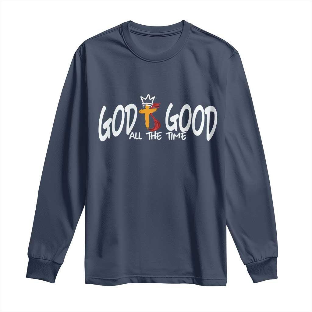 Jesus Christian Long Sleeve Shirt God Is Good All The Time TS14 Navy Print Your Wear