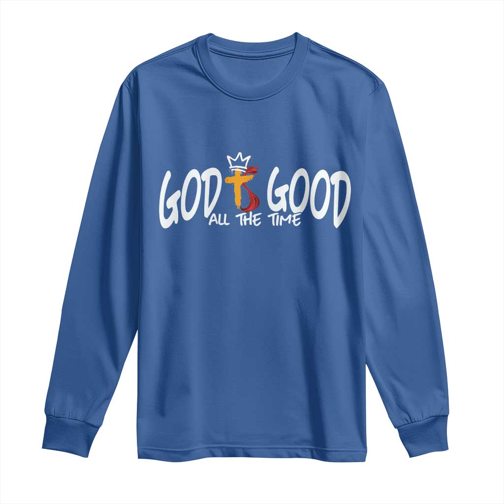 Jesus Christian Long Sleeve Shirt God Is Good All The Time TS14 Royal Blue Print Your Wear