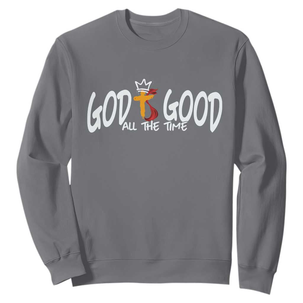 Jesus Christian Sweatshirt God Is Good All The Time TS14 Charcoal Print Your Wear